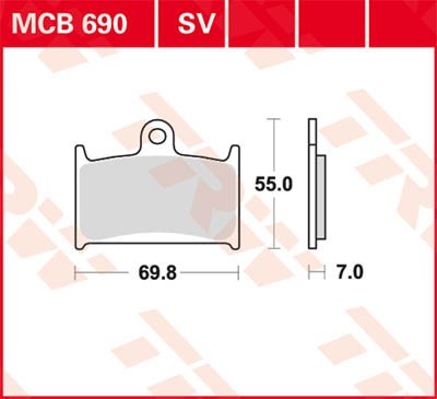 TRW Sinter Street Height: 55mm, Width: 69,8mm, Thickness: 7mm Brake pads MCB690SV buy