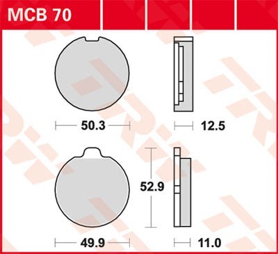 TRW Organic Allround Height: 52,9mm, Thickness 1: 12,5mm, Thickness 2: 11mm Brake pads MCB70 buy