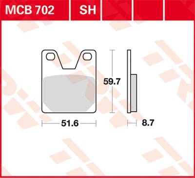 TRW Sinter Street Height: 59,7mm, Width: 51,6mm, Thickness: 8,7mm Brake pads MCB702SH buy