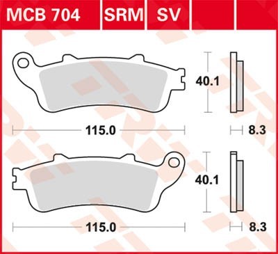 Motorrad TRW Sinter Street Höhe: 40,1mm, Breite: 115mm, Dicke/Stärke: 8,3mm Bremsbeläge MCB704SV günstig kaufen