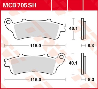 TRW Sinter Street Height: 40,1mm, Width: 115mm, Thickness: 8,3mm Brake pads MCB705SH buy