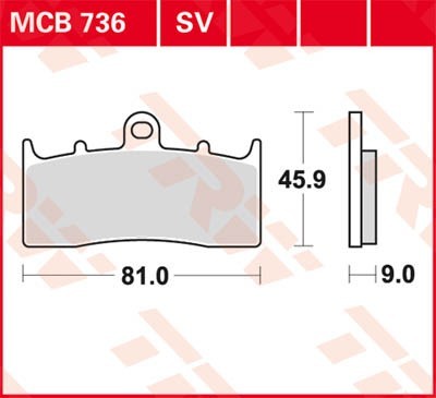 Motorrad TRW Organic Allround Höhe: 45,7mm, Breite: 81mm, Dicke/Stärke: 9mm Bremsbeläge MCB736 günstig kaufen
