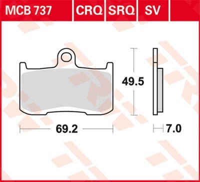 TRW Organic Allround Height: 49,5mm, Width: 69,2mm, Thickness: 7mm Brake pads MCB737 buy