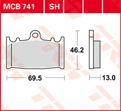 TRW Sinter Street Height: 46,2mm, Width: 69,7mm, Thickness: 13mm Brake pads MCB741SH buy