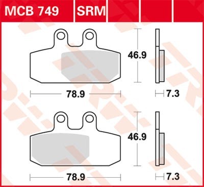 TRW Organic Allround Height: 46,9mm, Width: 78,9mm, Thickness: 7,3mm Brake pads MCB749 buy