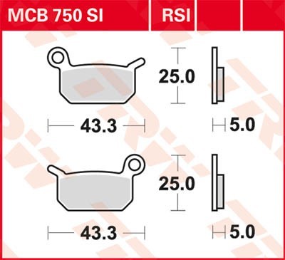 TRW Sinter Offroad Racing Height: 25mm, Width: 43,3mm, Thickness: 5mm Brake pads MCB750RSI buy
