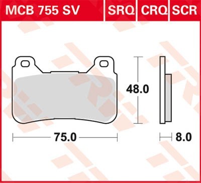 Motorrad TRW Sinter Street Höhe: 46,7mm, Breite: 74,1mm, Dicke/Stärke: 7,8mm Bremsbeläge MCB755SV günstig kaufen