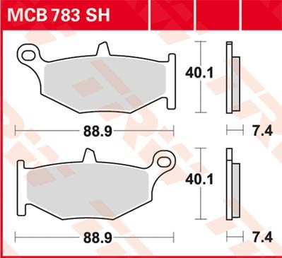 Motorrad TRW Sinter Carbon Racing Höhe: 40,1mm, Breite: 88,9mm, Dicke/Stärke: 7,4mm Bremsbeläge MCB783SH günstig kaufen