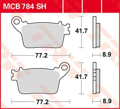 TRW Sinter Street Height: 41,7mm, Width: 77,2mm, Thickness: 8,9mm Brake pads MCB784SH buy