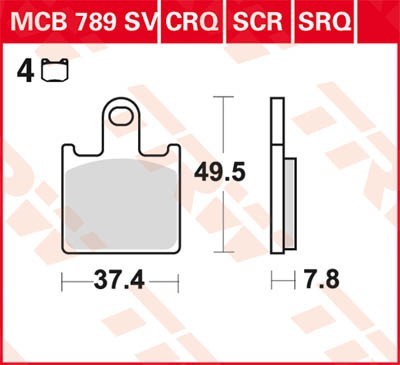 TRW Sinter Track Racing Height: 49,8mm, Width: 37,9mm, Thickness: 9mm Brake pads MCB789SRQ buy