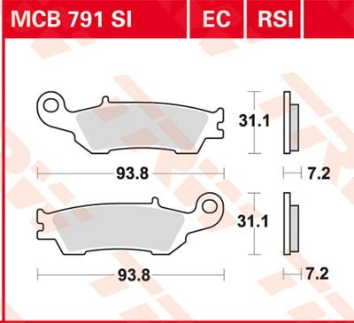 TRW Sinter Offroad Racing Height: 31,1mm, Width: 93,8mm, Thickness: 7,2mm Brake pads MCB791RSI buy