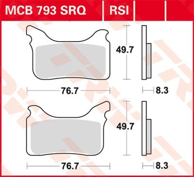 Motorrad TRW Sinter Track Racing Höhe: 49,7mm, Breite: 76,7mm, Dicke/Stärke: 8,3mm Bremsbeläge MCB793SRQ günstig kaufen