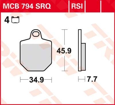 TRW Sinter Track Racing Height: 45,9mm, Width: 34,9mm, Thickness: 7,7mm Brake pads MCB794SRQ buy