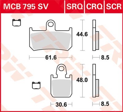 TRW Sinter Track Racing Height 1: 44,6mm, Height 2: 48mm, Thickness: 8,5mm Brake pads MCB795SRQ buy