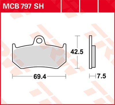 TRW Sinter Street Height 1: 41,9mm, Height 2: 42,1mm, Thickness: 7,3mm Brake pads MCB797SH buy