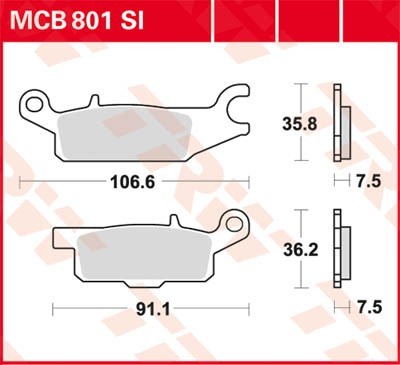 TRW Sinter Offroad Height 1: 35,8mm, Height 2: 36,2mm, Thickness: 7,5mm Brake pads MCB801SI buy