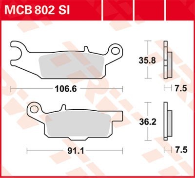 TRW Sinter Offroad Height 1: 35,8mm, Height 2: 36,2mm, Thickness: 7,5mm Brake pads MCB802SI buy
