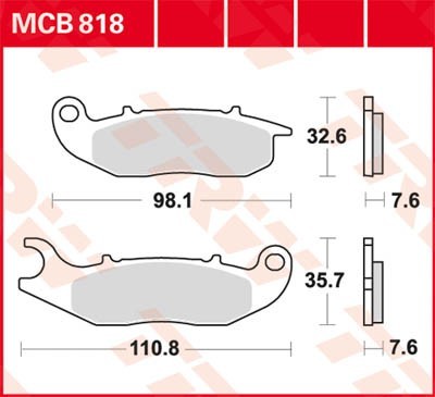 Motorrad TRW Organic Allround Höhe 1: 32,6mm, Höhe 2: 35,7mm, Dicke/Stärke: 7,6mm Bremsbeläge MCB818 günstig kaufen