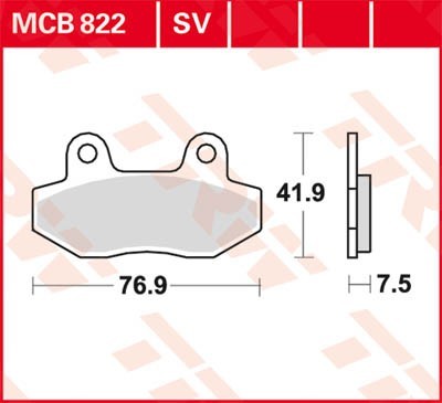 Motorrad TRW Organic Allround Höhe: 41,9mm, Breite: 76,9mm, Dicke/Stärke: 7,5mm Bremsbeläge MCB822 günstig kaufen