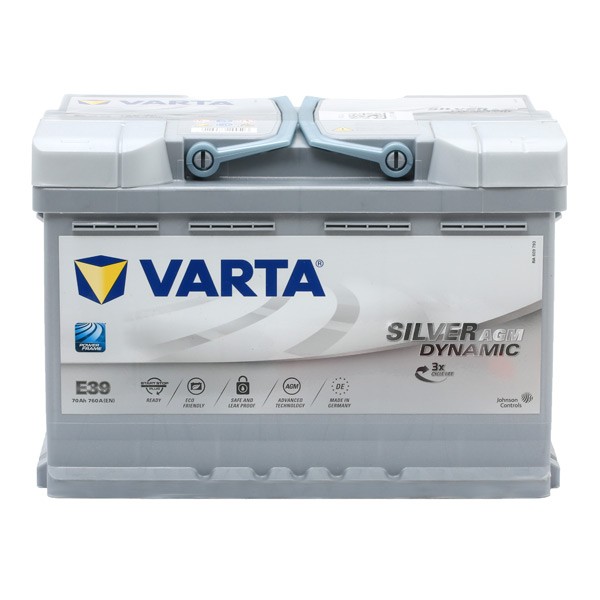 VARTA SILVER dynamic, E39 570901076D852 Batterie 12V 70Ah 760A B13 Batterie  AGM E39, 570901076