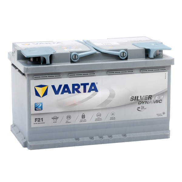 VARTA 580 901 080 (F21) Silver Dynamic AGM with Start-Stop Functionality  (DIN80 RHP tall full ledges)