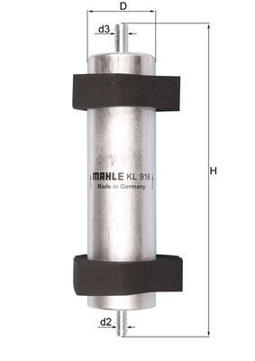 KL916 Fuel filter KL916 MAHLE ORIGINAL In-Line Filter, 9mm, 11,3mm