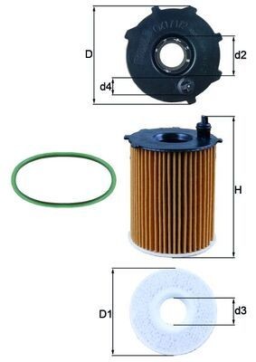 OX171/2D1 Oil filter OX171/2D1 MAHLE ORIGINAL with seal, Filter Insert