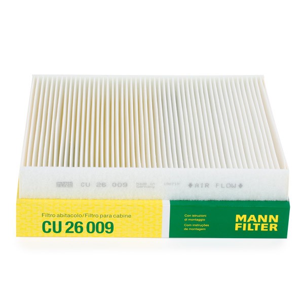 CU 26 009 MANN-FILTER Pollen filter SEAT Particulate Filter, 254 mm x 235 mm x 32 mm