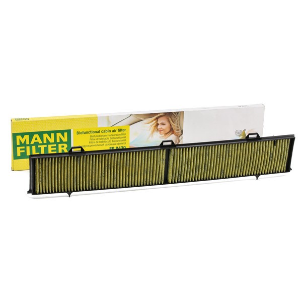 MANN-FILTER FP 8430 Pollen filter Activated Carbon Filter with polyphenol, with antibacterial action, Particulate filter (PM 2.5), with fungicidal effect, Activated Carbon Filter, 813 mm x 122 mm x 20 mm, FreciousPlus