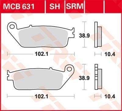 TRW Sinter Maxi Scooter Height: 38,9mm, Width: 102,1mm, Thickness: 10,4mm Brake pads MCB631SRM buy