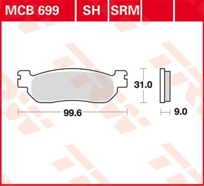 Motorrad TRW Sinter Maxi Scooter Höhe: 31mm, Breite: 96,6mm, Dicke/Stärke: 9mm Bremsbeläge MCB699SRM günstig kaufen