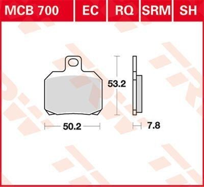 TRW Sinter Street Height: 54,5mm, Width: 49,2mm, Thickness: 7,8mm Brake pads MCB700SH buy