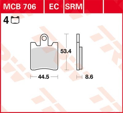 TRW Sinter Maxi Scooter Height: 53,4mm, Width: 44,5mm, Thickness: 8,6mm Brake pads MCB706SRM buy