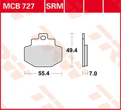 TRW Sinter Maxi Scooter Height: 49,4mm, Width: 55,4mm, Thickness: 7mm Brake pads MCB727SRM buy