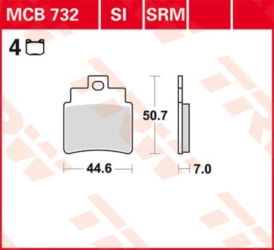 TRW Sinter Maxi Scooter Height: 50,6mm, Width: 44,6mm, Thickness: 7mm Brake pads MCB732SRM buy