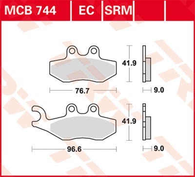 TRW Sinter Maxi Scooter Height: 41,9mm, Thickness: 9mm Brake pads MCB744SRM buy