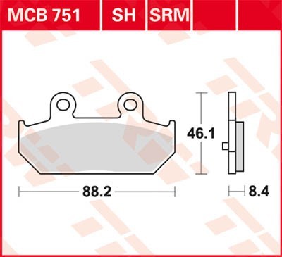 TRW Sinter Maxi Scooter Height: 46,1mm, Width: 88,2mm, Thickness: 8,4mm Brake pads MCB751SRM buy