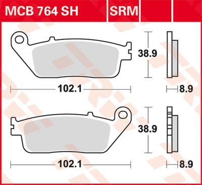 TRW Sinter Maxi Scooter Height: 38,9mm, Width: 102,1mm, Thickness: 8,9mm Brake pads MCB764SRM buy