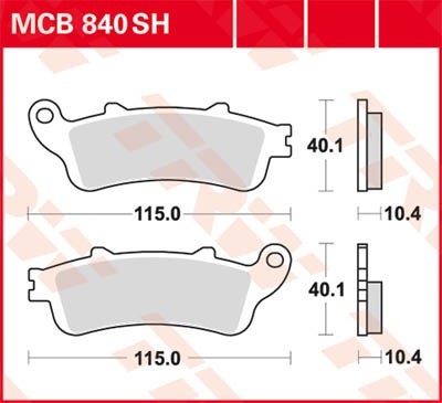 TRW Sinter Street Height: 40,1mm, Width: 115mm, Thickness: 10,4mm Brake pads MCB840SH buy