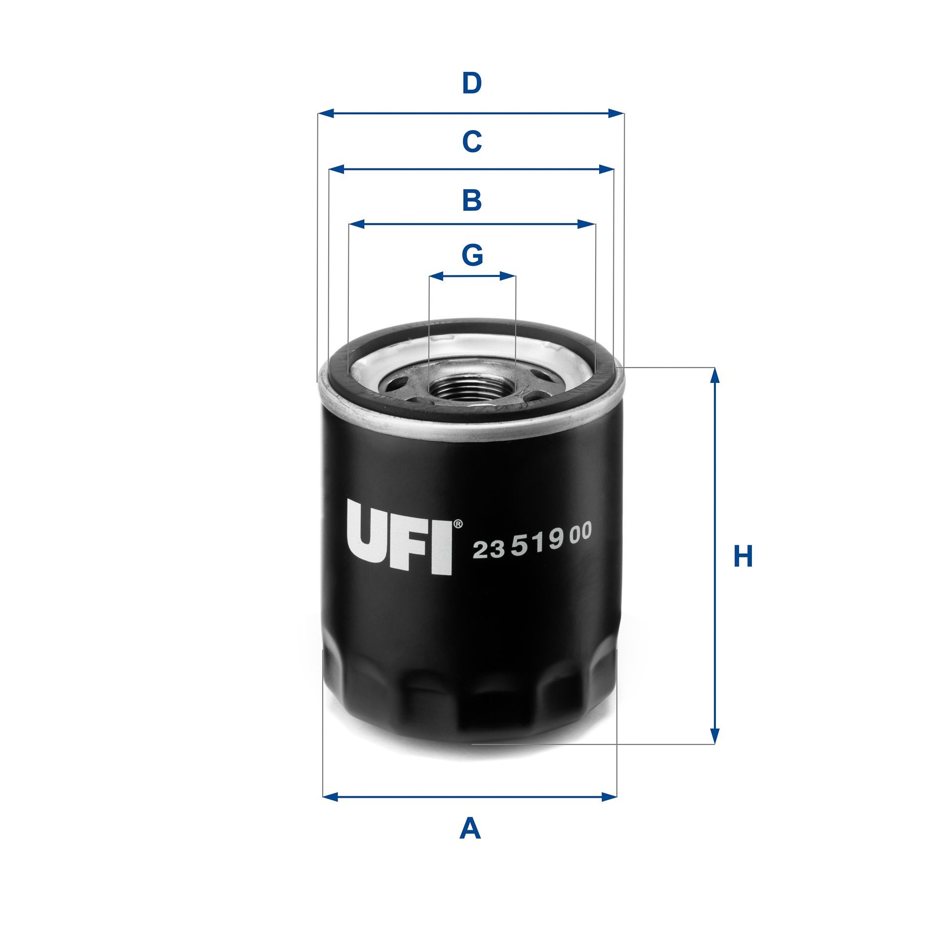 UFI M 22 x 1,5, with one anti-return valve, Spin-on Filter Inner Diameter 2: 61,5mm, Outer Diameter 2: 71mm, Ø: 76mm, Height: 86mm Oil filters 23.519.00 buy