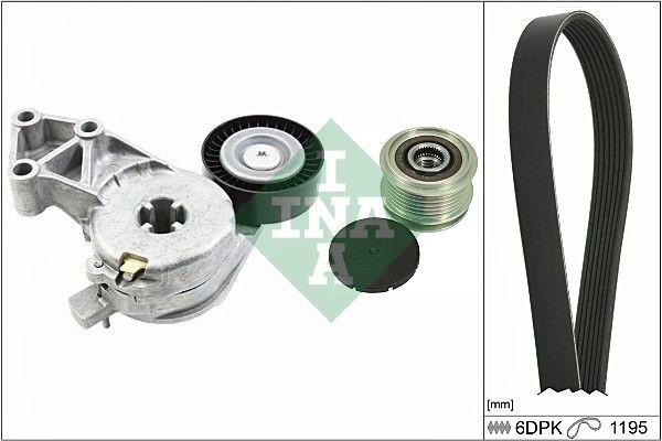 INA Pulleys: with freewheel belt pulley, Check alternator freewheel clutch & replace if necessary Length: 1195mm, Number of ribs: 6 Serpentine belt kit 529 0022 10 buy