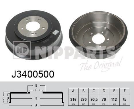 Nissan NOTE Brake drum 7629602 NIPPARTS J3400500 online buy