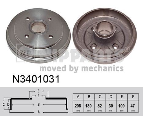 N3401031 NIPPARTS Brake drum FIAT