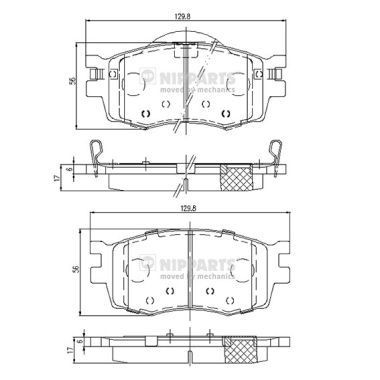 NIPPARTS Front Axle, with acoustic wear warning Height: 129,8mm, Width: 56mm, Thickness: 17mm Brake pads J3600542 buy