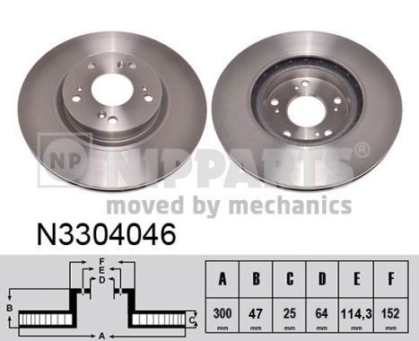 NIPPARTS N3304046 Brake disc 45251-SCA-E50