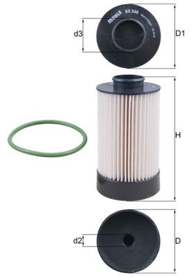 70566558 MAHLE ORIGINAL Filter Insert Height: 151,0mm Inline fuel filter KX 340D buy
