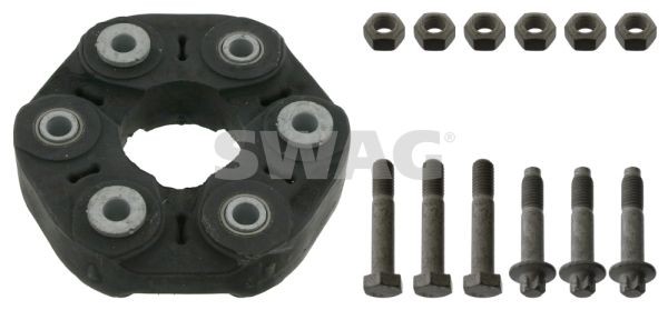SWAG 20 94 3522 Drive shaft coupler Bolt Hole Circle Ø: 96mm, Rear, Ø: 126mm, with bolts/screws, with nuts
