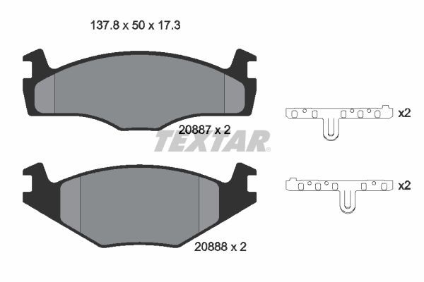 TEXTAR Set of brake pads rear and front VW Polo II Hatchback (86C, 80) new 2088708