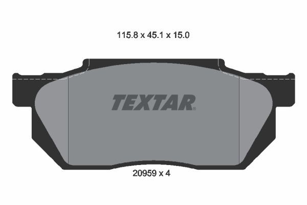 20959 TEXTAR not prepared for wear indicator Height: 45,1mm, Width: 115,8mm, Thickness: 15mm Brake pads 2095901 buy