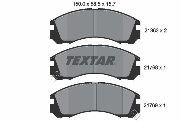 21363 TEXTAR with acoustic wear warning Height: 58,5mm, Width: 150mm, Thickness: 15,7mm Brake pads 2136301 buy